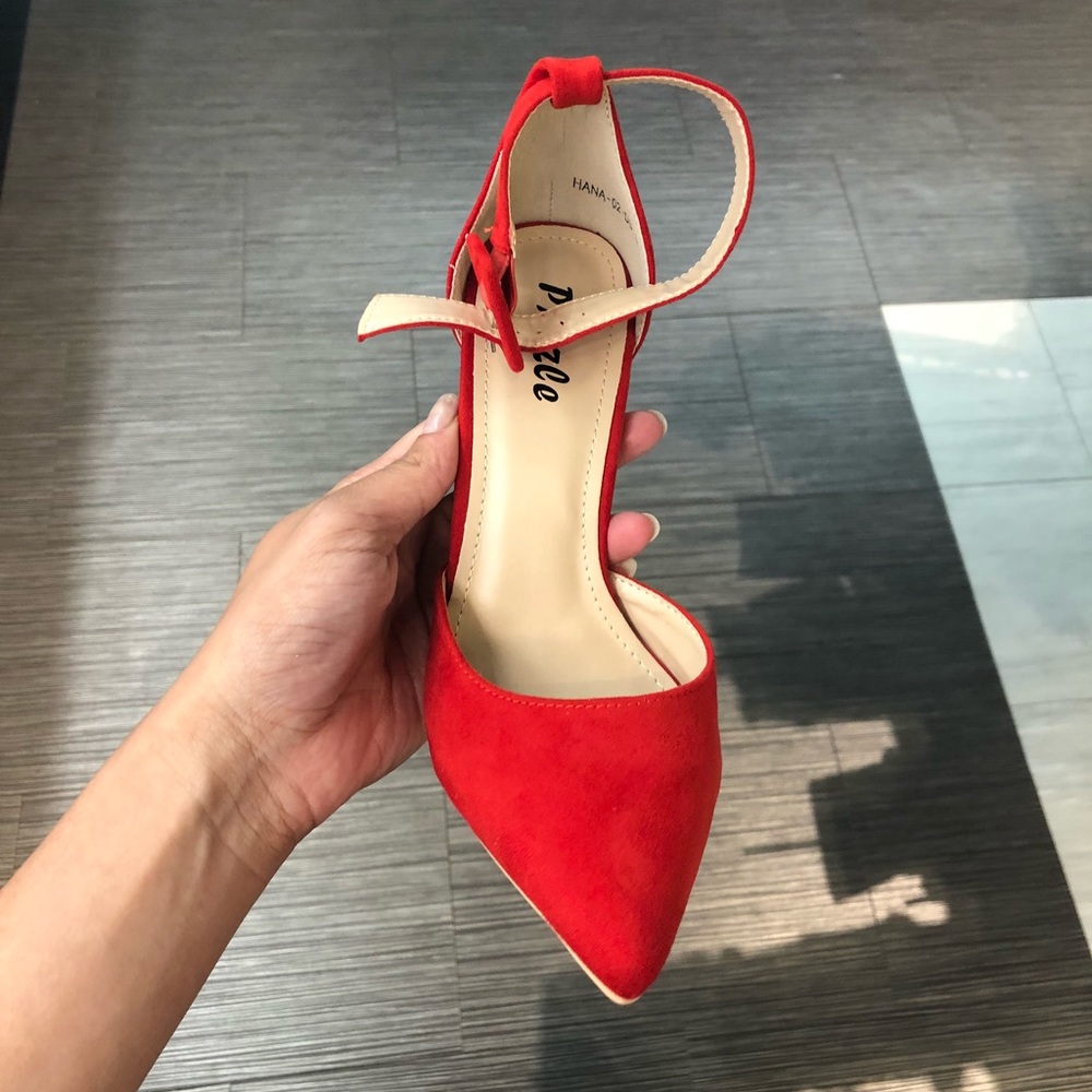 NWT - Red Open Toe Sandal Heels - Spring Shoes - Picture 7 of 7